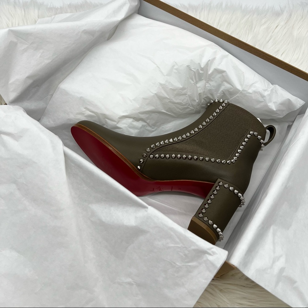 Christian Louboutin | Out Line Spiked Leather Ankle Boots - Picture 5 of 15